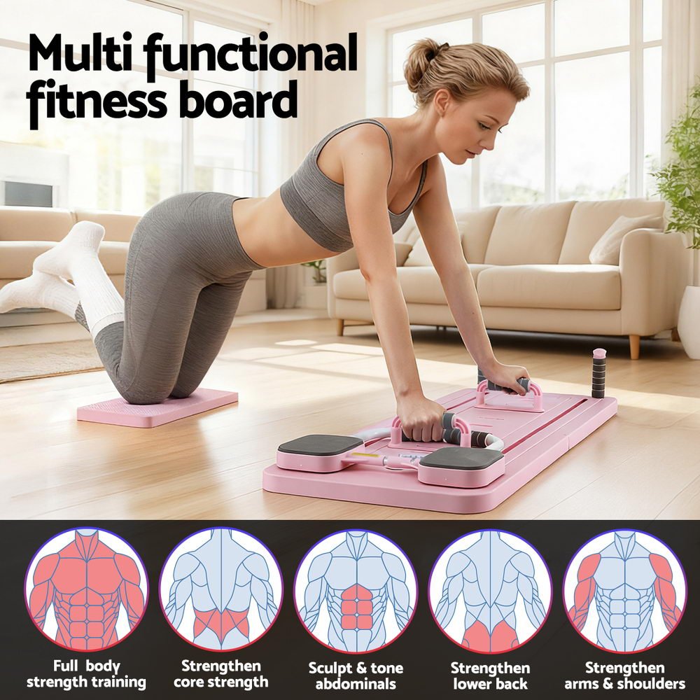 Foldable Pilates Reformer Board Multi Functional Exercise Trainer - Pink - Sports & Fitness > Exercise, Gym & Fitness > Yoga & Pilates - Rivercity House & Home Co. (ABN 18 642 972 209) - Affordable Modern Furniture Australia