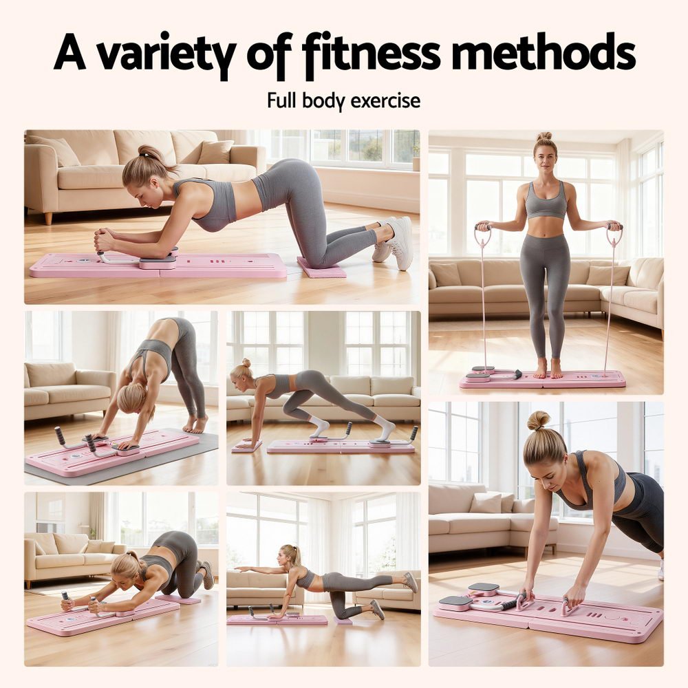 Foldable Pilates Reformer Board Multi Functional Exercise Trainer - Pink - Sports & Fitness > Exercise, Gym & Fitness > Yoga & Pilates - Rivercity House & Home Co. (ABN 18 642 972 209) - Affordable Modern Furniture Australia