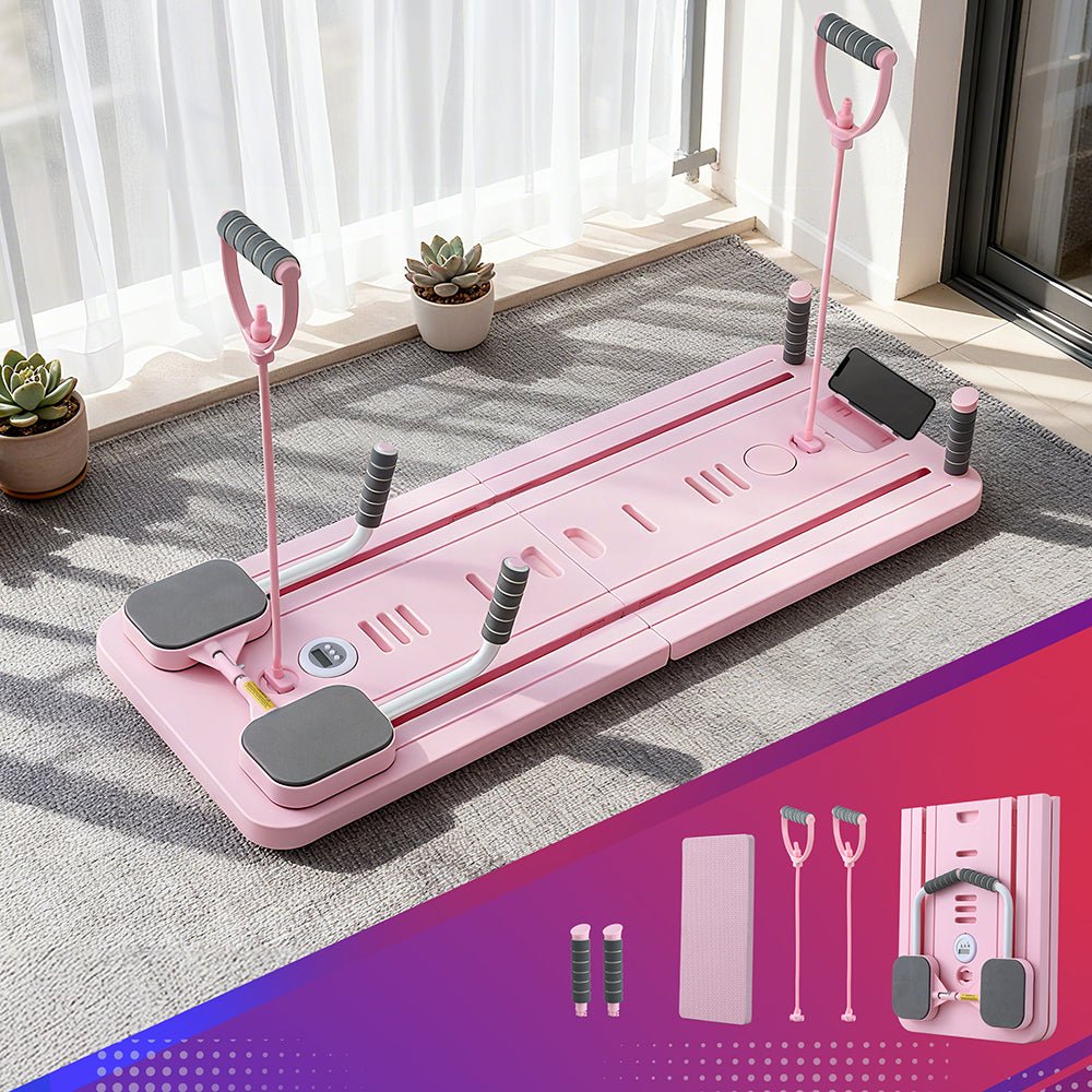 Foldable Pilates Reformer Board Multi Functional Exercise Trainer - Pink - Sports & Fitness > Exercise, Gym & Fitness > Yoga & Pilates - Rivercity House & Home Co. (ABN 18 642 972 209) - Affordable Modern Furniture Australia