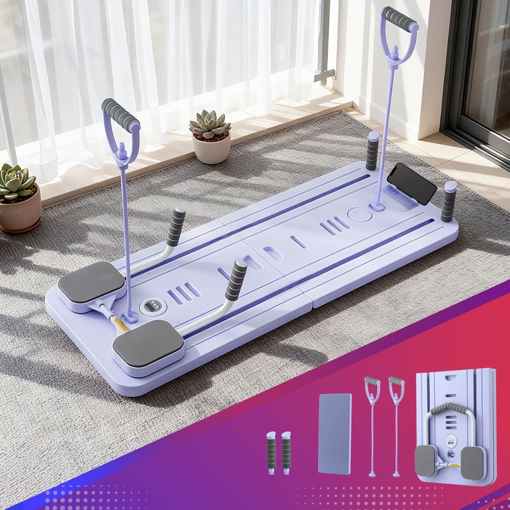 Foldable Pilates Reformer Multi-Functional Exercise Trainer Board - Purple - Sports & Fitness > Exercise, Gym & Fitness > Yoga & Pilates - Rivercity House & Home Co. (ABN 18 642 972 209) - Affordable Modern Furniture Australia