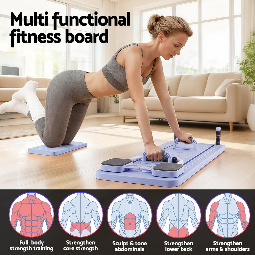 Foldable Pilates Reformer Multi-Functional Exercise Trainer Board - Purple - Sports & Fitness > Exercise, Gym & Fitness > Yoga & Pilates - Rivercity House & Home Co. (ABN 18 642 972 209) - Affordable Modern Furniture Australia