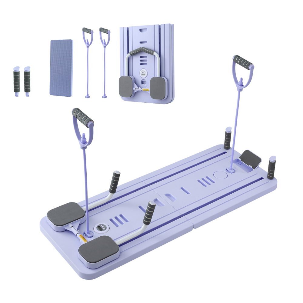 Foldable Pilates Reformer Multi-Functional Exercise Trainer Board - Purple - Sports & Fitness > Exercise, Gym & Fitness > Yoga & Pilates - Rivercity House & Home Co. (ABN 18 642 972 209) - Affordable Modern Furniture Australia
