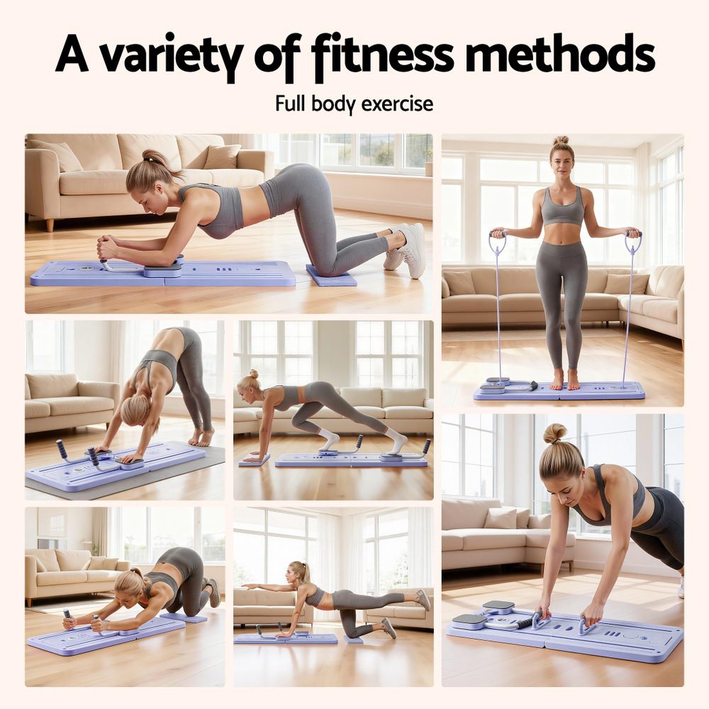 Foldable Pilates Reformer Multi-Functional Exercise Trainer Board - Purple - Sports & Fitness > Exercise, Gym & Fitness > Yoga & Pilates - Rivercity House & Home Co. (ABN 18 642 972 209) - Affordable Modern Furniture Australia