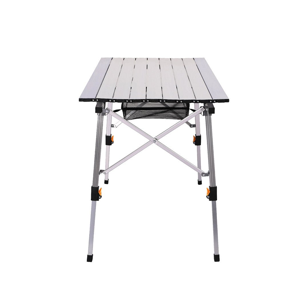 Foldable Roll - Up Camping Table with Carry Bag - Silver - Rivercity House & Home Co. (ABN 18 642 972 209) - Affordable Modern Furniture Australia