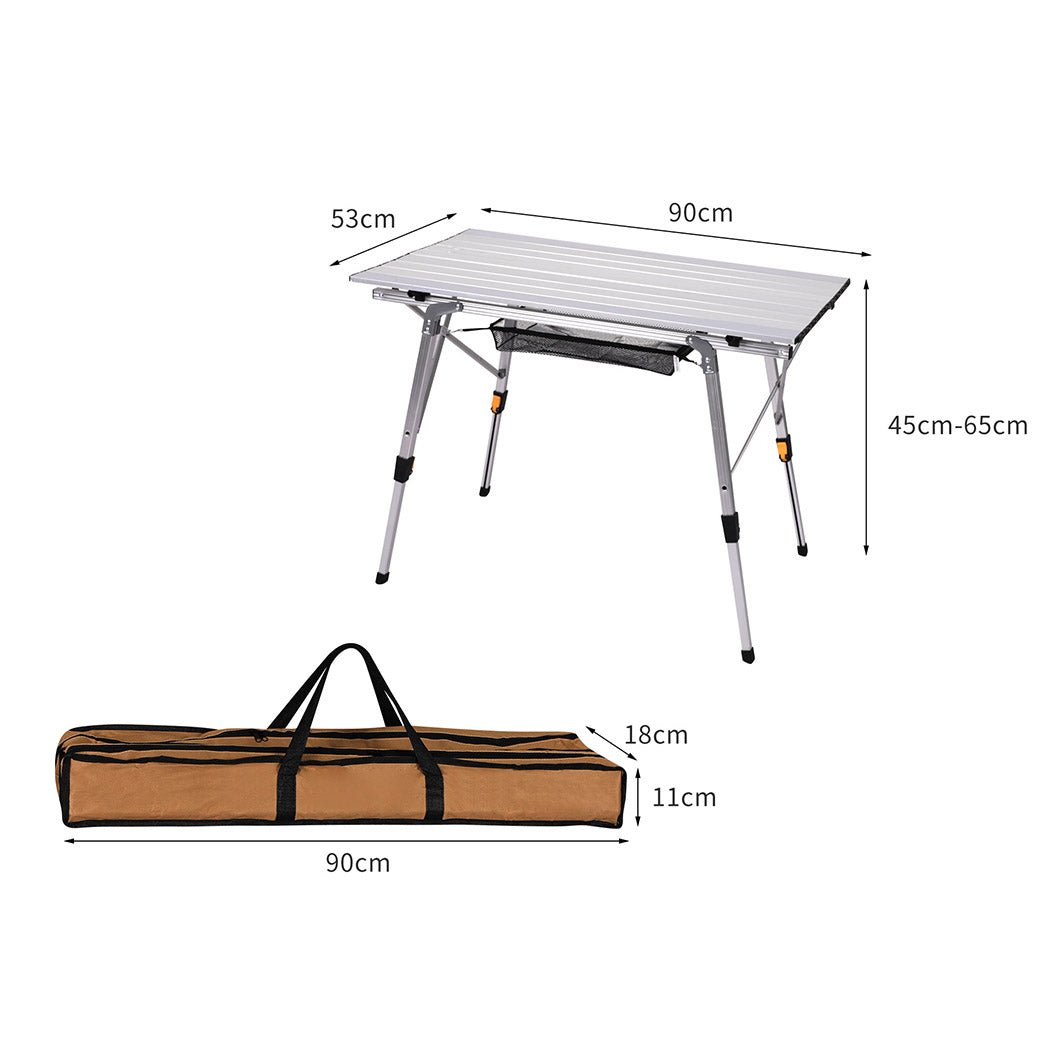 Foldable Roll - Up Camping Table with Carry Bag - Silver - Rivercity House & Home Co. (ABN 18 642 972 209) - Affordable Modern Furniture Australia