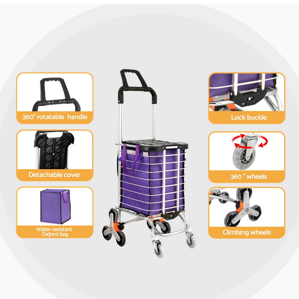 Foldable Shopping Cart Trolley 35L Grocery Bag Rolling Wheel Portable - Furniture > Dining > Kitchen & Dining Trolleys - Rivercity House & Home Co. (ABN 18 642 972 209) - Affordable Modern Furniture Australia