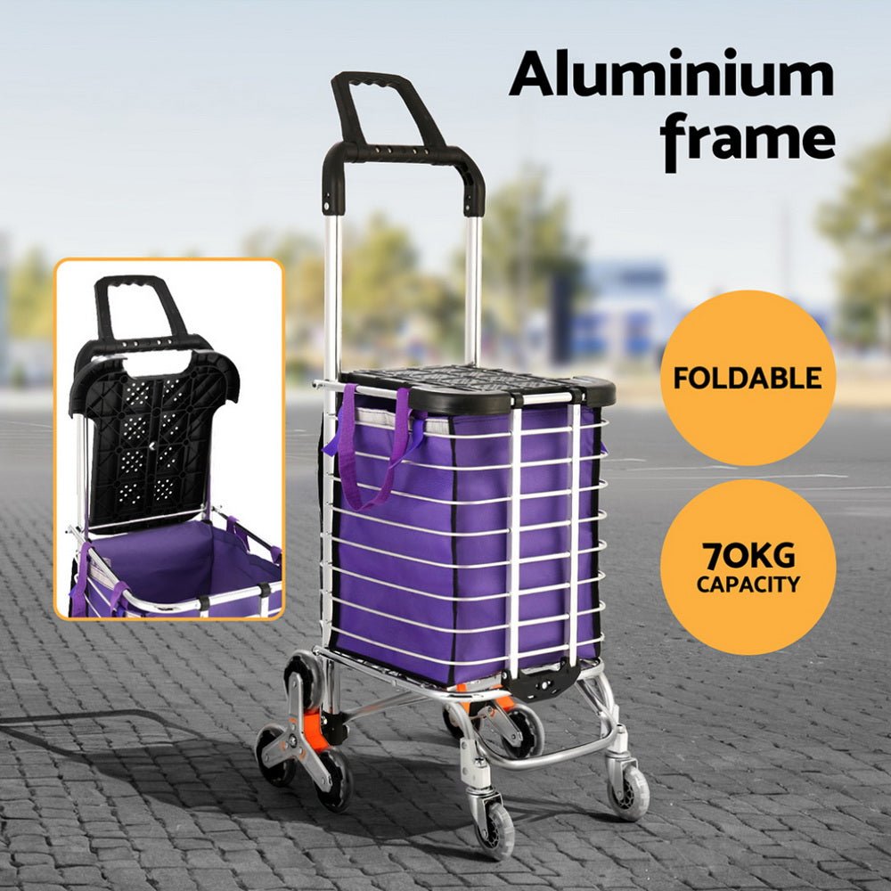 Foldable Shopping Cart Trolley 35L Grocery Bag Rolling Wheel Portable - Furniture > Dining > Kitchen & Dining Trolleys - Rivercity House & Home Co. (ABN 18 642 972 209) - Affordable Modern Furniture Australia