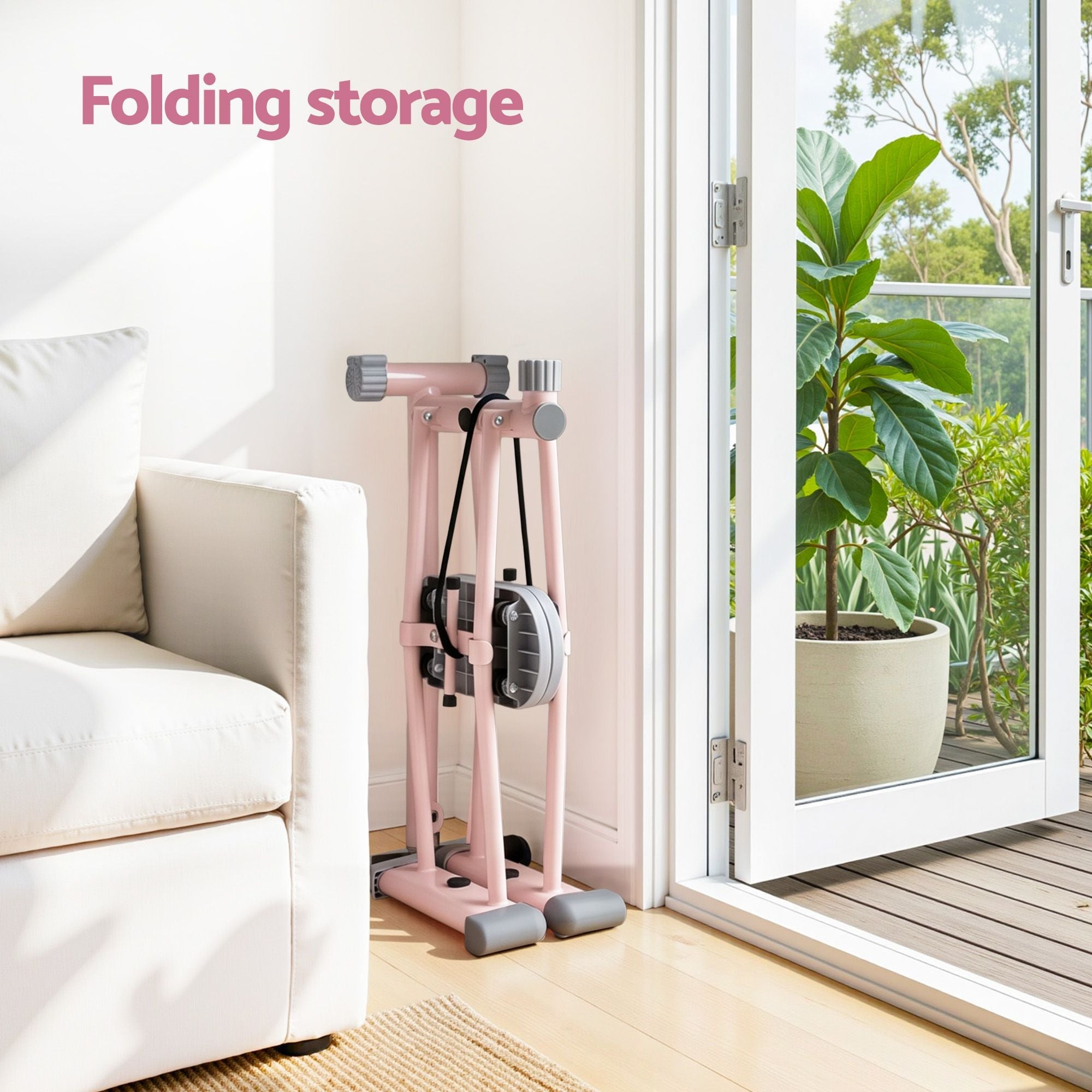 Foldable Ski Exercise Machine Leg Thigh Trainer Home Fitness Cardio Pink - Sports & Fitness > Exercise, Gym & Fitness > Gym Equipment & Accessories - Rivercity House & Home Co. (ABN 18 642 972 209) - Affordable Modern Furniture Australia