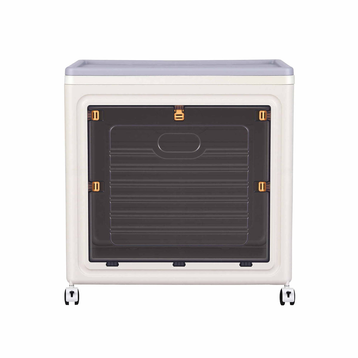 Foldable Stackable Storage Cabinet with 2 Doors and Rolling Organiser - White - Home & Garden > Storage > Storage Boxes - Rivercity House & Home Co. (ABN 18 642 972 209) - Affordable Modern Furniture Australia