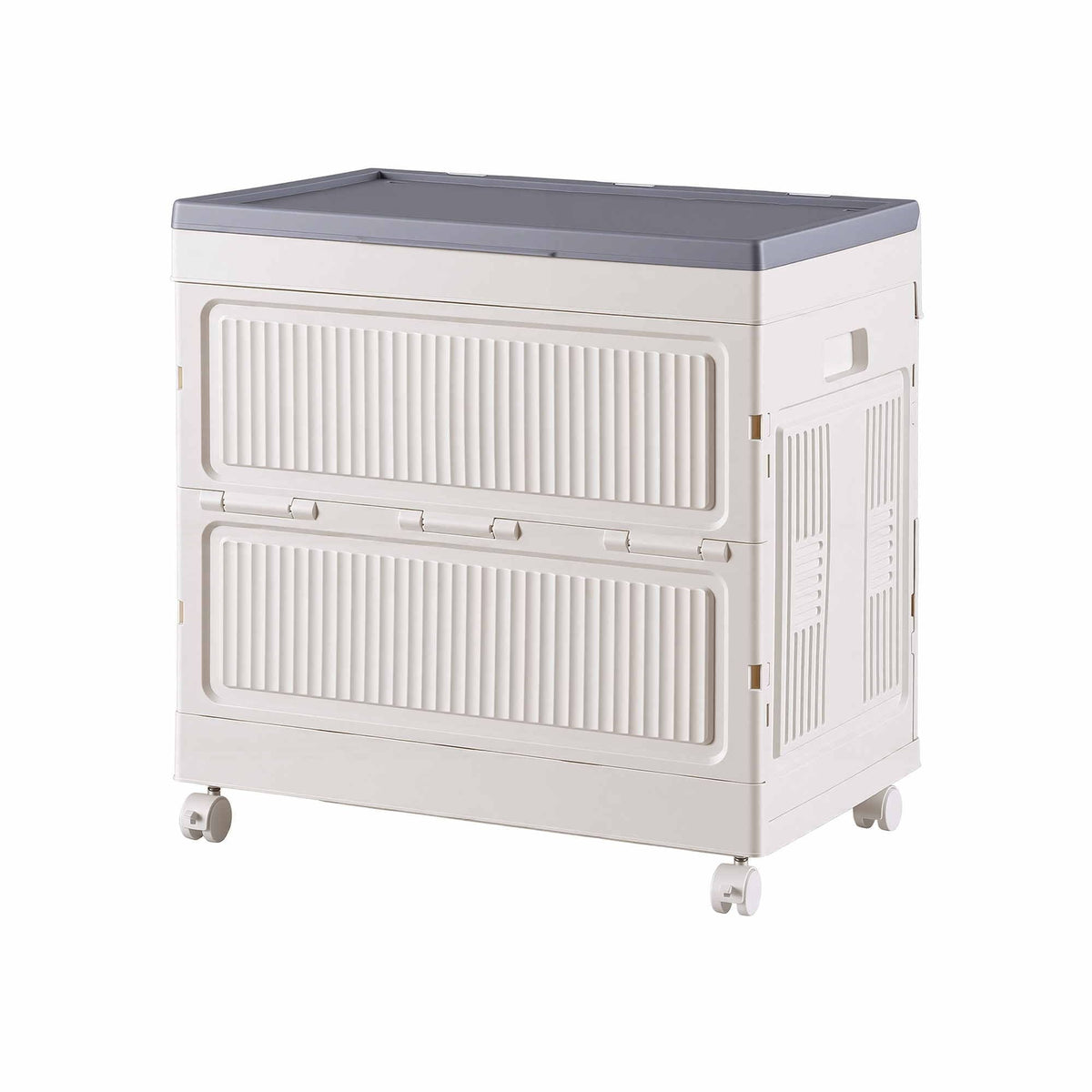 Foldable Stackable Storage Cabinet with Flip-Top Lid and Lockable Wheels - White - Home & Garden > Storage > Storage Boxes - Rivercity House & Home Co. (ABN 18 642 972 209) - Affordable Modern Furniture Australia