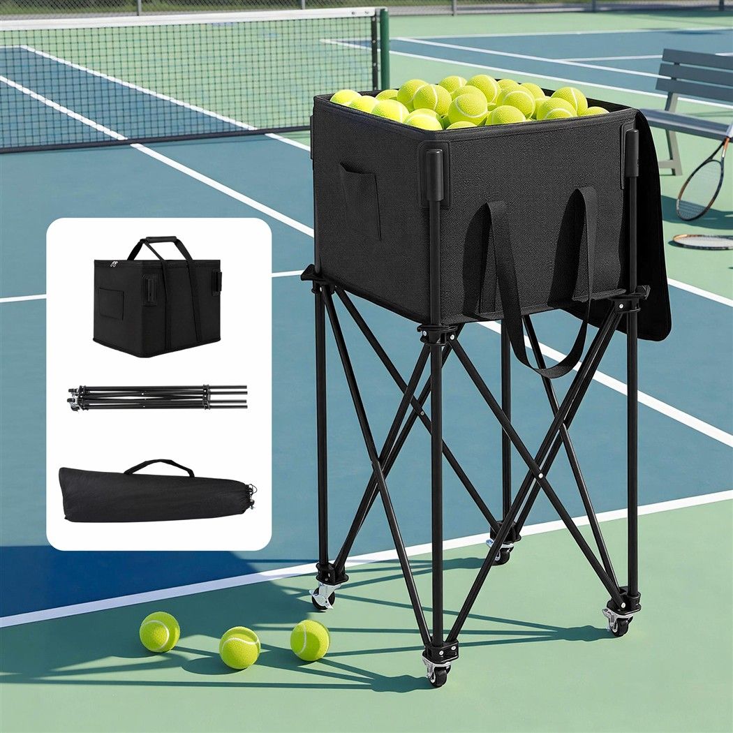 Foldable Tennis Hopper Stand with Wheels Holds Up to 150 Balls - Sports & Fitness > Racquet Sports > Tennis - Rivercity House & Home Co. (ABN 18 642 972 209) - Affordable Modern Furniture Australia