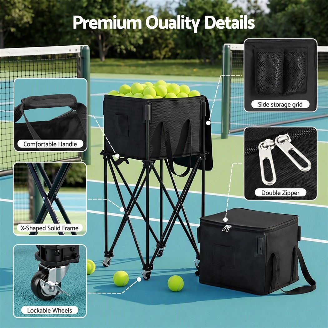 Foldable Tennis Hopper Stand with Wheels Holds Up to 150 Balls - Sports & Fitness > Racquet Sports > Tennis - Rivercity House & Home Co. (ABN 18 642 972 209) - Affordable Modern Furniture Australia