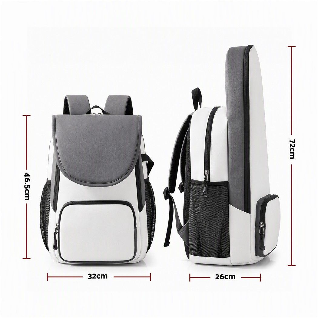 Foldable Tennis Racket Backpack with Shoe Compartment and Racket Pocket - Grey and White - Sports & Fitness > Racquet Sports > Tennis - Rivercity House & Home Co. (ABN 18 642 972 209) - Affordable Modern Furniture Australia