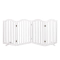 Foldable Wooden Pet Gate with Safety Fence - White