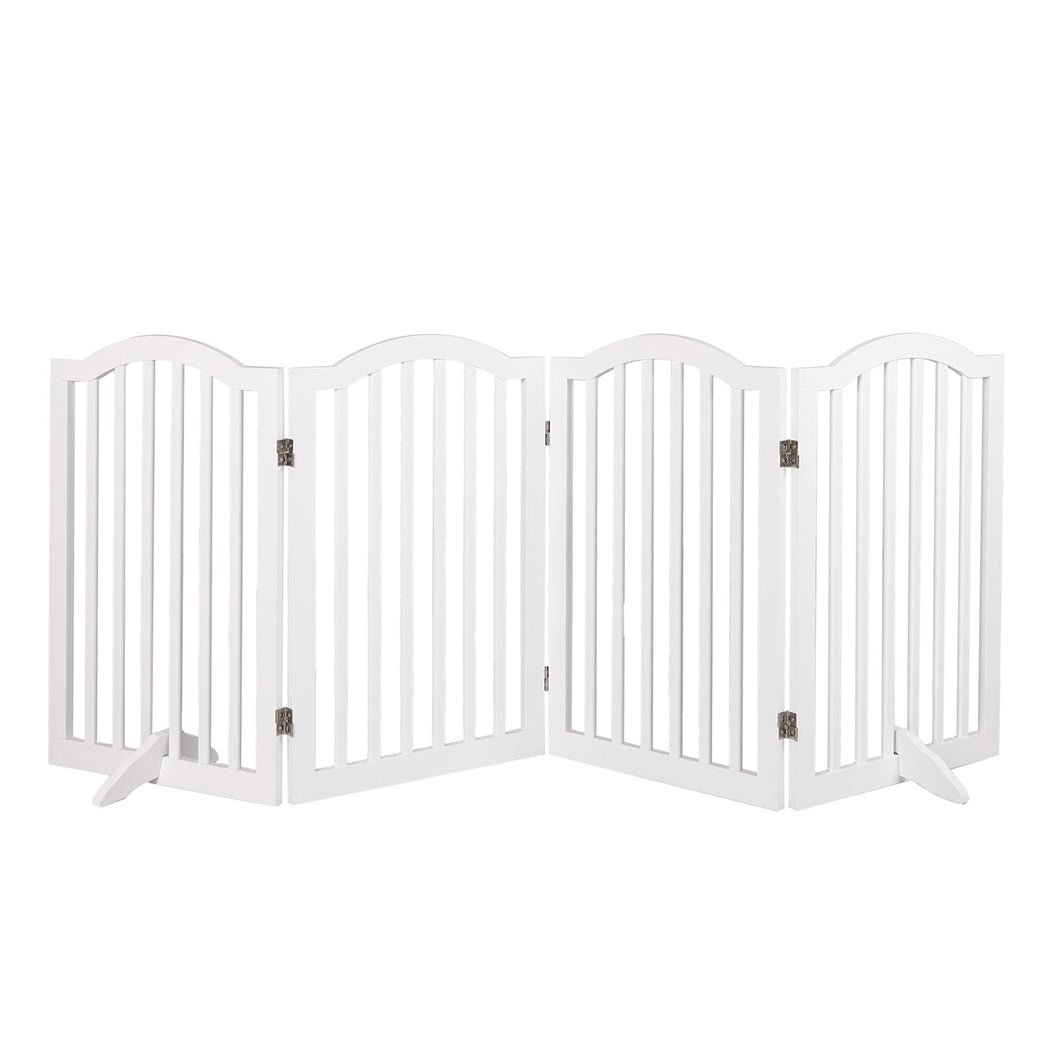 Foldable Wooden Pet Gate with Safety Fence - White - Rivercity House & Home Co. (ABN 18 642 972 209) - Affordable Modern Furniture Australia