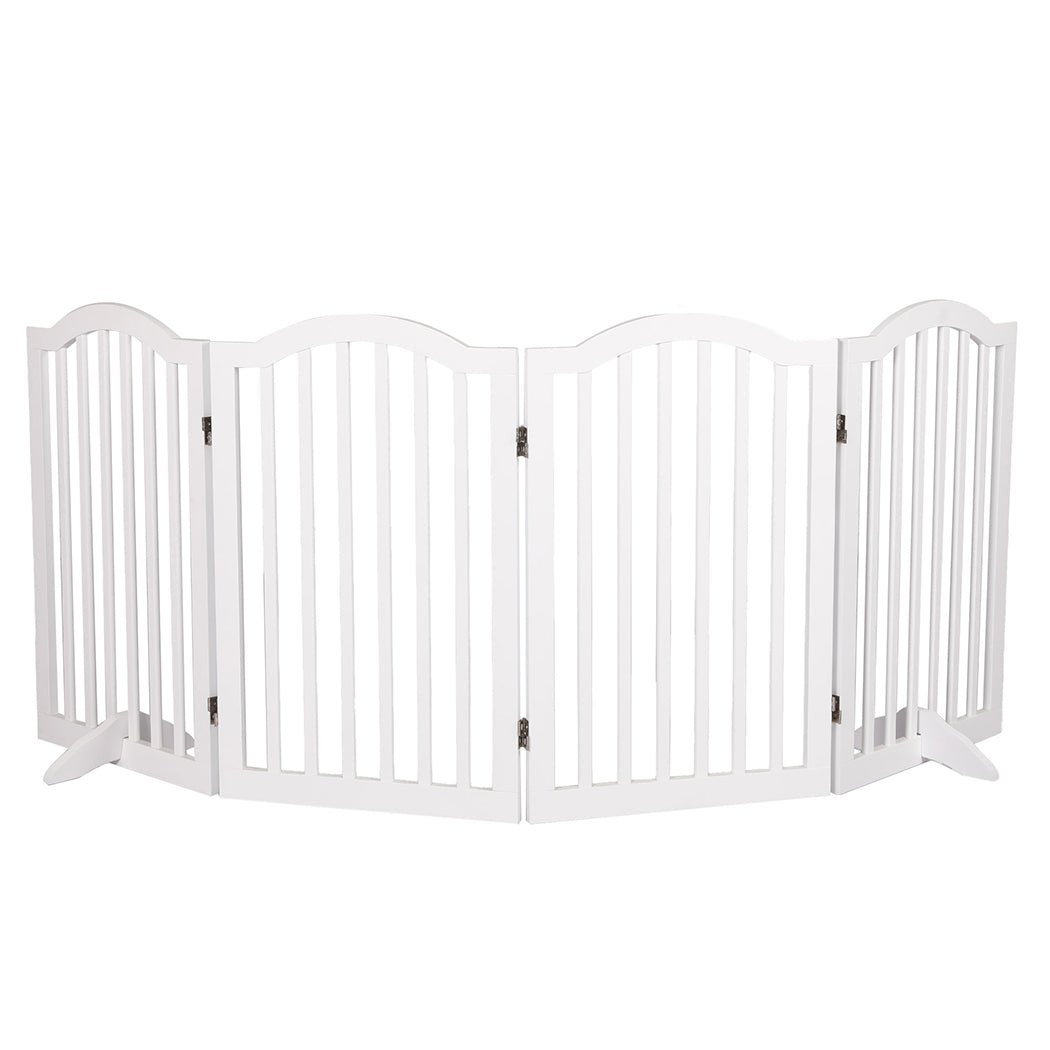 Foldable Wooden Pet Gate with Safety Fence - White - Rivercity House & Home Co. (ABN 18 642 972 209) - Affordable Modern Furniture Australia