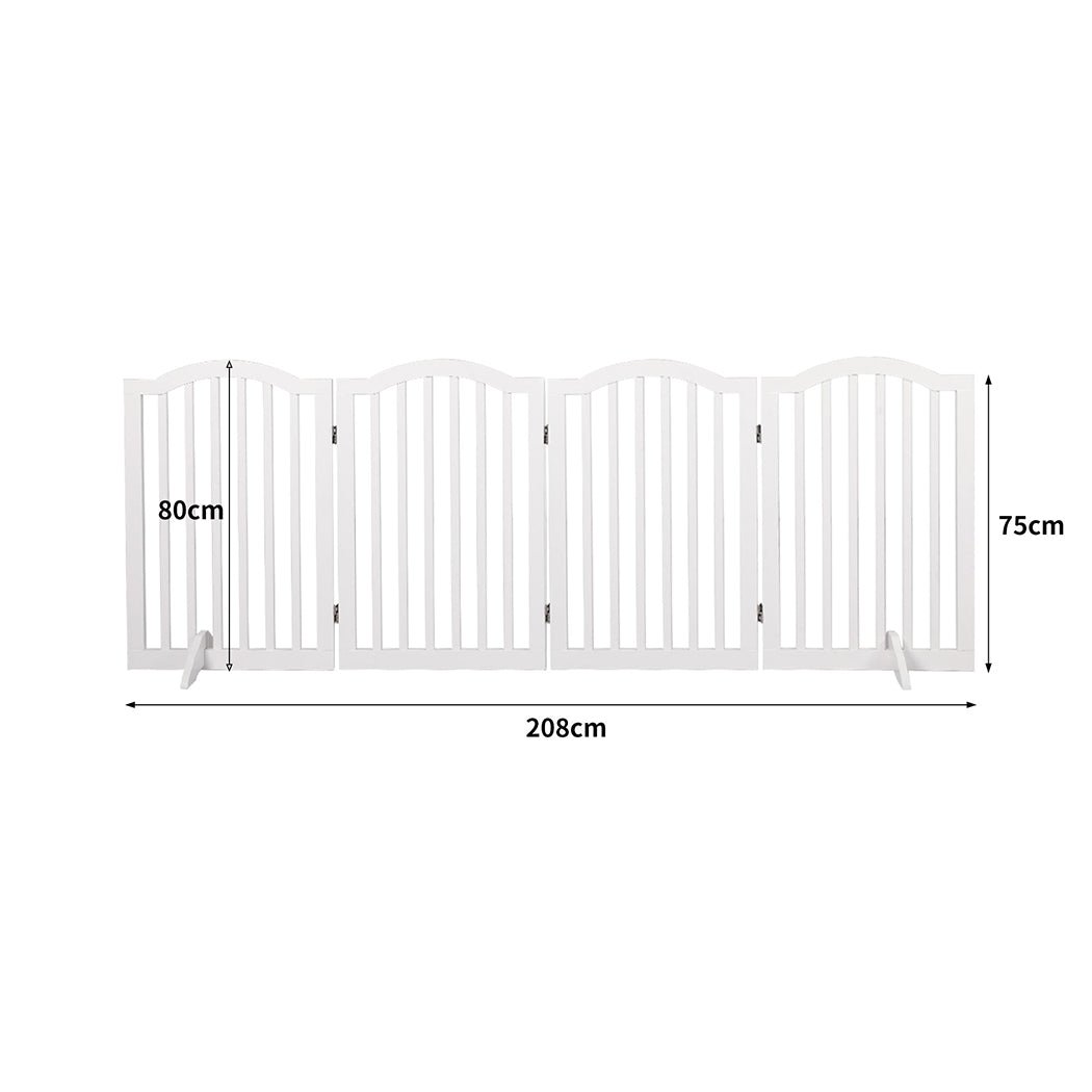 Foldable Wooden Pet Gate with Safety Fence - White - Rivercity House & Home Co. (ABN 18 642 972 209) - Affordable Modern Furniture Australia