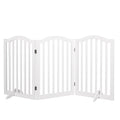 Foldable Wooden Pet Gate with Stable Feet and Steel Hinges - White
