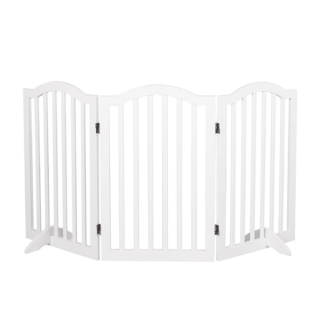 Foldable Wooden Pet Gate with Stable Feet and Steel Hinges - White - Rivercity House & Home Co. (ABN 18 642 972 209) - Affordable Modern Furniture Australia