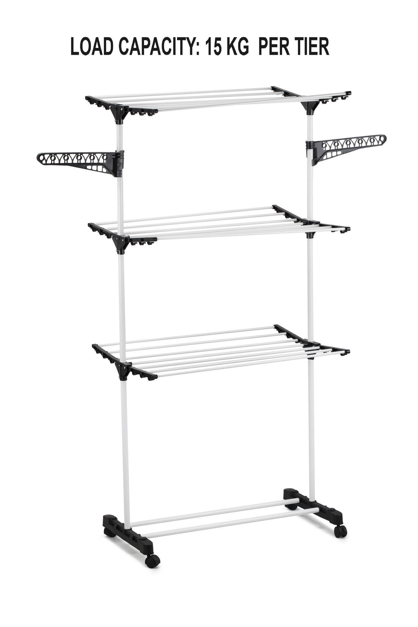Folding 3 Tier Clothes Laundry Drying Rack with Stainless Steel Tubes for Indoor & Outdoor Home - Home & Garden > Storage > Clothing & Wardrobe Storage - Rivercity House & Home Co. (ABN 18 642 972 209) - Affordable Modern Furniture Australia