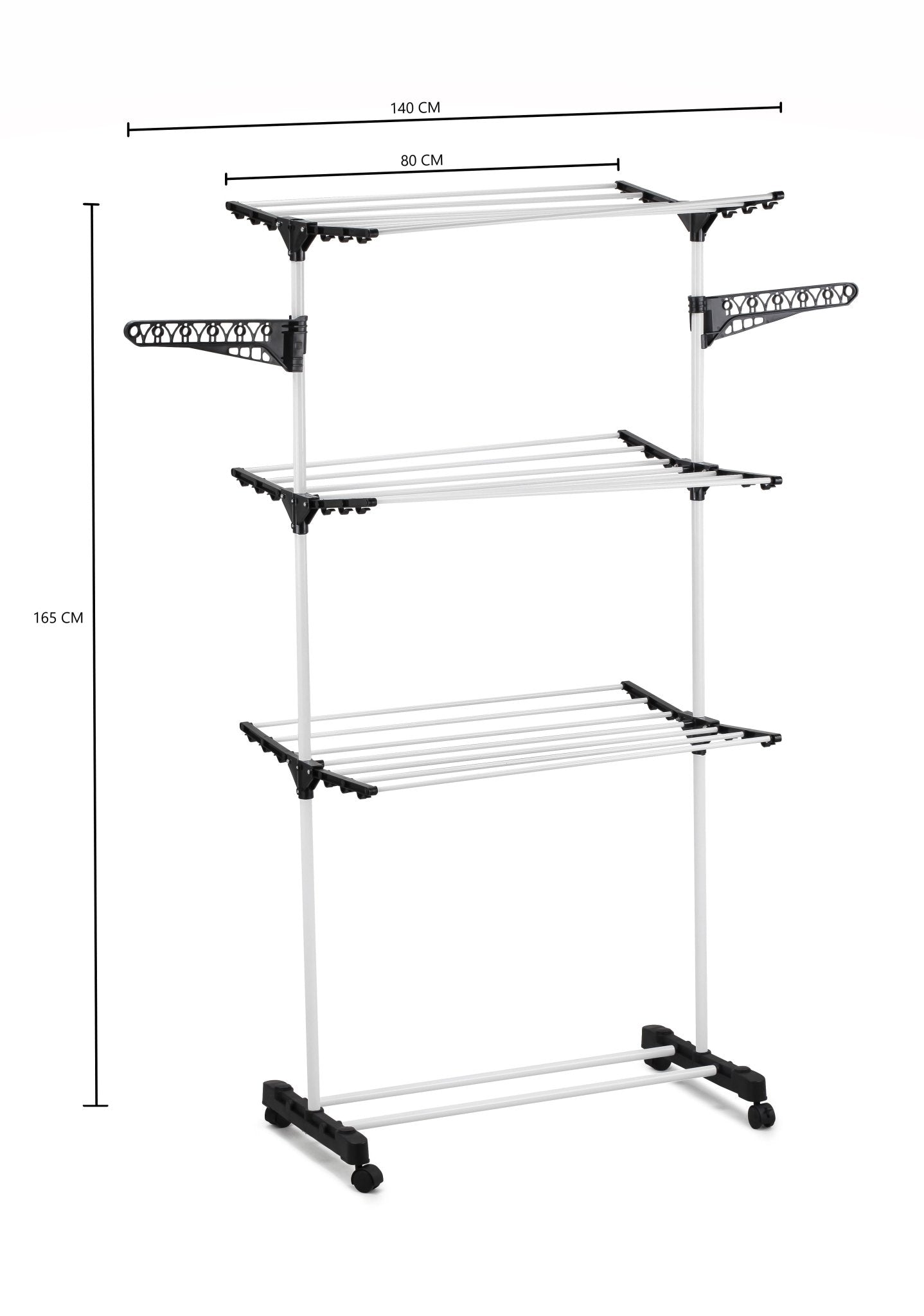 Folding 3 Tier Clothes Laundry Drying Rack with Stainless Steel Tubes for Indoor & Outdoor Home - Home & Garden > Storage > Clothing & Wardrobe Storage - Rivercity House & Home Co. (ABN 18 642 972 209) - Affordable Modern Furniture Australia