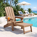 Folding Adirondack Sun Lounger with Recliner and Footrest HDPE - Khaki