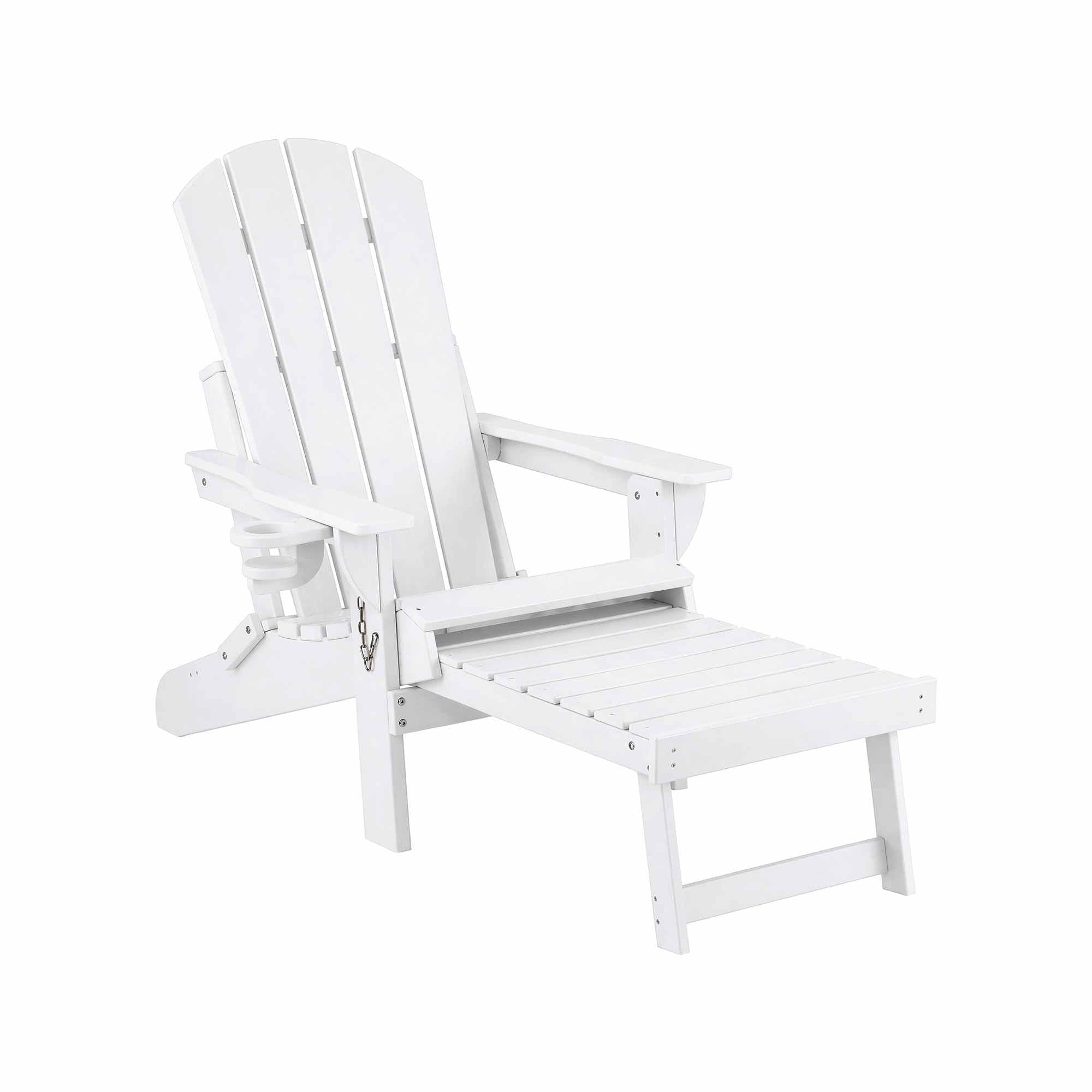 Folding Adirondack Sun Lounger with Recliner and Footrest HDPE - White - Furniture > Outdoor > Outdoor Chairs - Rivercity House & Home Co. (ABN 18 642 972 209) - Affordable Modern Furniture Australia