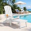 Folding Adirondack Sun Lounger with Recliner and Footrest HDPE - White
