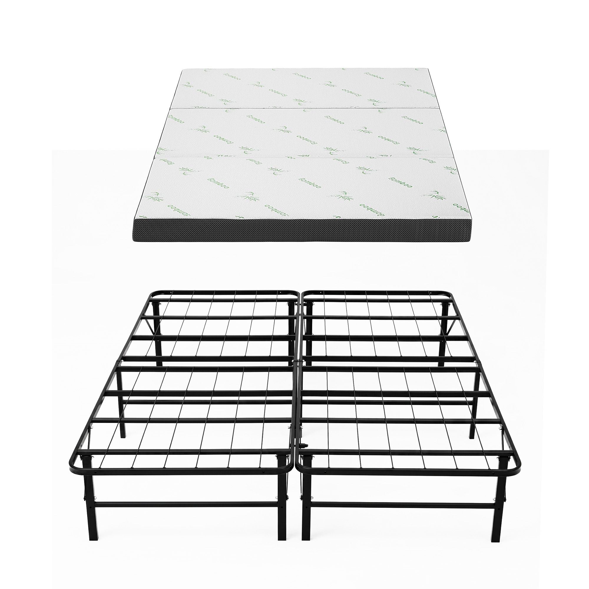 Folding Bed with Mattress Double Portable Foldable Guest Bed Bamboo Cover - Furniture > Mattresses > Mattress Toppers - Rivercity House & Home Co. (ABN 18 642 972 209) - Affordable Modern Furniture Australia
