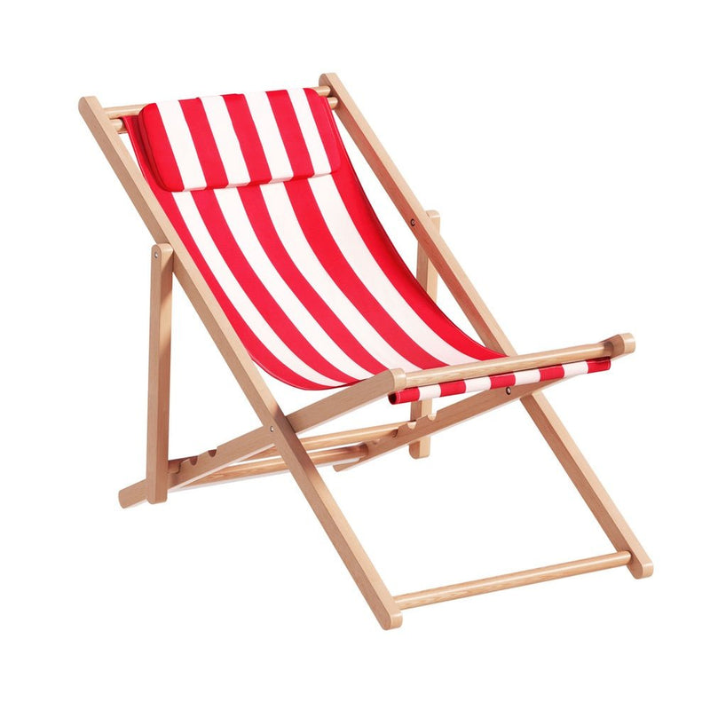 Folding Brighton Deck Chair (Red & White Stripe) - Furniture - Rivercity House & Home Co. (ABN 18 642 972 209) - Affordable Modern Furniture Australia