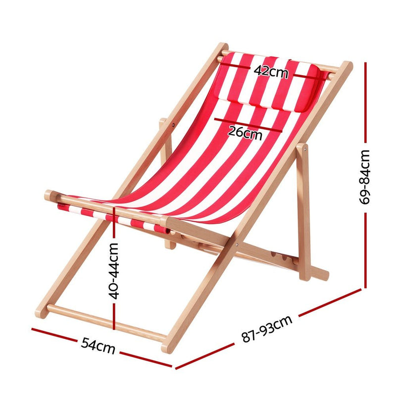 Folding Brighton Deck Chair (Red & White Stripe) - Furniture - Rivercity House & Home Co. (ABN 18 642 972 209) - Affordable Modern Furniture Australia