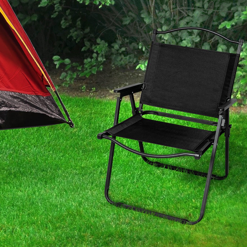 Folding Camping Chair Lightweight Portable Outdoor - Black - Rivercity House & Home Co. (ABN 18 642 972 209) - Affordable Modern Furniture Australia