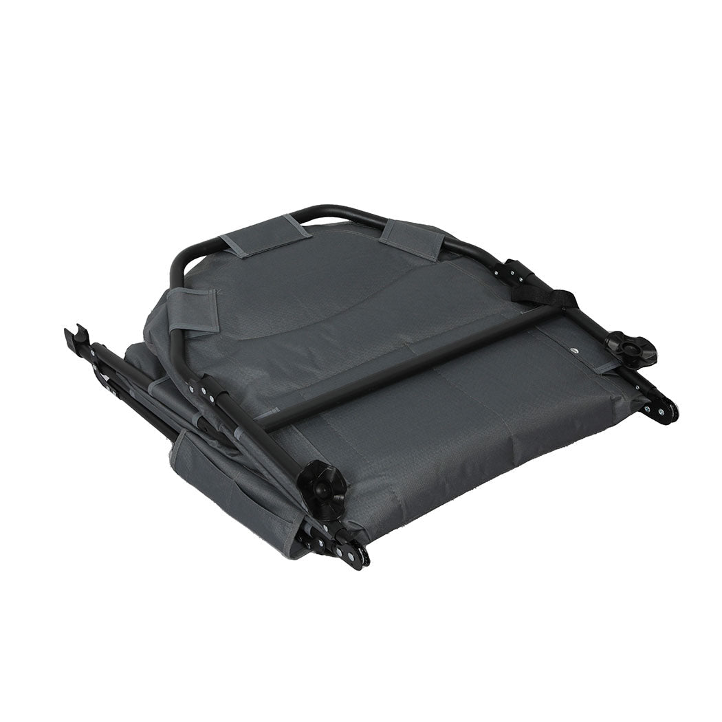 Folding Camping Cot with Adjustable Backrest and Side Pockets - Dark Grey - Rivercity House & Home Co. (ABN 18 642 972 209) - Affordable Modern Furniture Australia