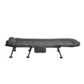 Folding Camping Cot with Adjustable Backrest and Side Pockets - Dark Grey