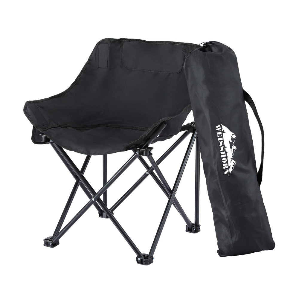Folding Camping Moon Chair Portable Seat Weight Capacity 120KG Black - Outdoor Recreation > Camping > Camp Furniture - Rivercity House & Home Co. (ABN 18 642 972 209) - Affordable Modern Furniture Australia