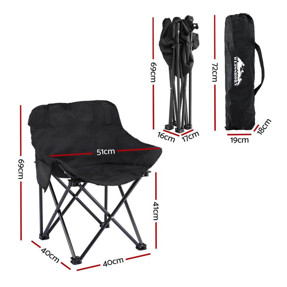 Folding Camping Moon Chair Portable Seat Weight Capacity 120KG Black - Outdoor Recreation > Camping > Camp Furniture - Rivercity House & Home Co. (ABN 18 642 972 209) - Affordable Modern Furniture Australia