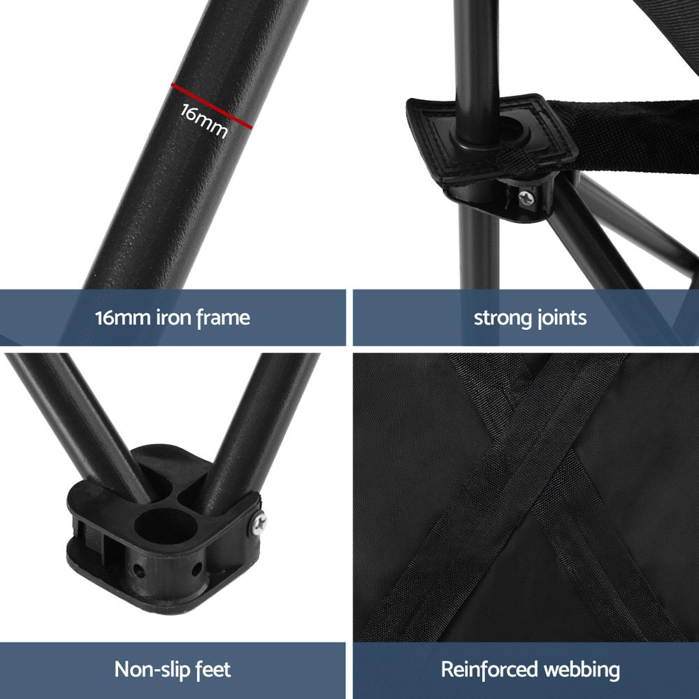 Folding Camping Moon Chair Portable Seat Weight Capacity 120KG Black - Outdoor Recreation > Camping > Camp Furniture - Rivercity House & Home Co. (ABN 18 642 972 209) - Affordable Modern Furniture Australia