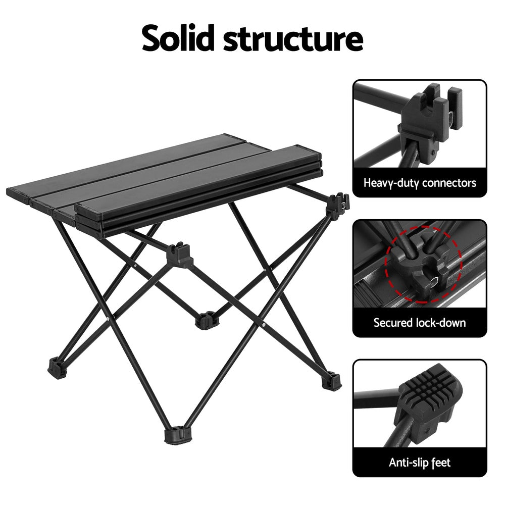 Folding Camping Table 40CM Roll Up Outdoor Picnic BBQ Aluminium Desk - Outdoor Recreation > Camping > Camp Furniture - Rivercity House & Home Co. (ABN 18 642 972 209) - Affordable Modern Furniture Australia