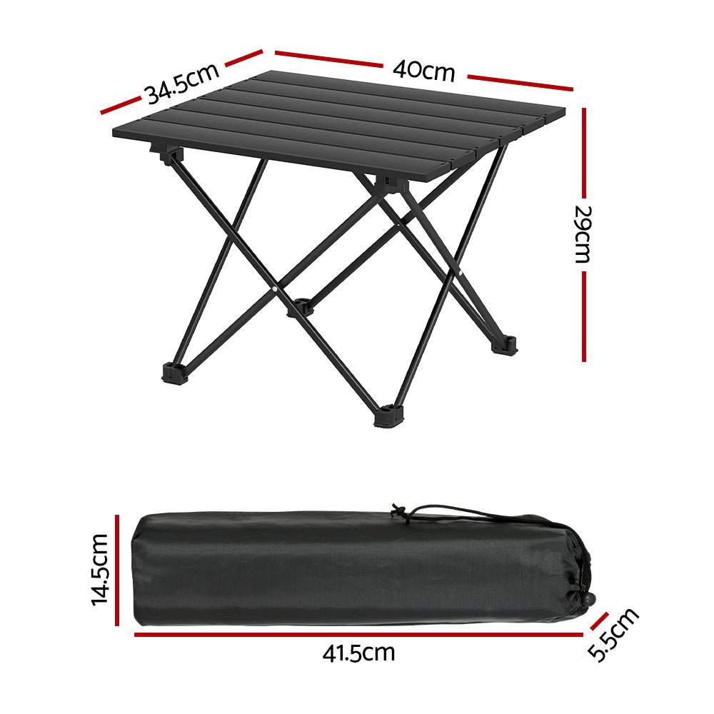 Folding Camping Table 40CM Roll Up Outdoor Picnic BBQ Aluminium Desk - Outdoor Recreation > Camping > Camp Furniture - Rivercity House & Home Co. (ABN 18 642 972 209) - Affordable Modern Furniture Australia