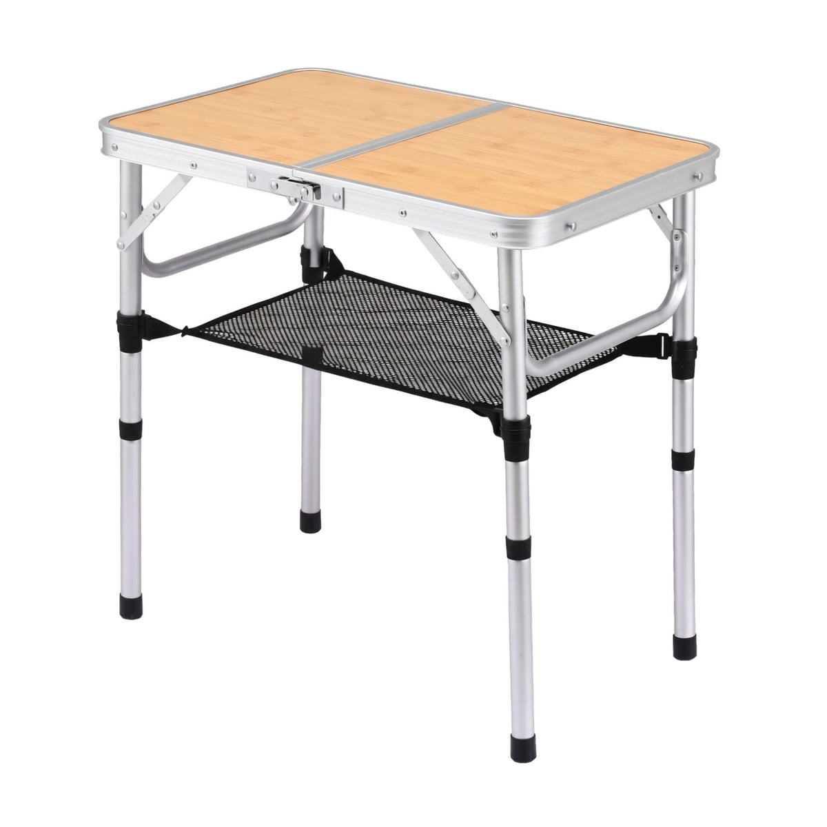 Folding Camping Table 60 x 40 cm Adjustable Height with Wood Grain Top - Outdoor Recreation > Camping > Camp Furniture - Rivercity House & Home Co. (ABN 18 642 972 209) - Affordable Modern Furniture Australia