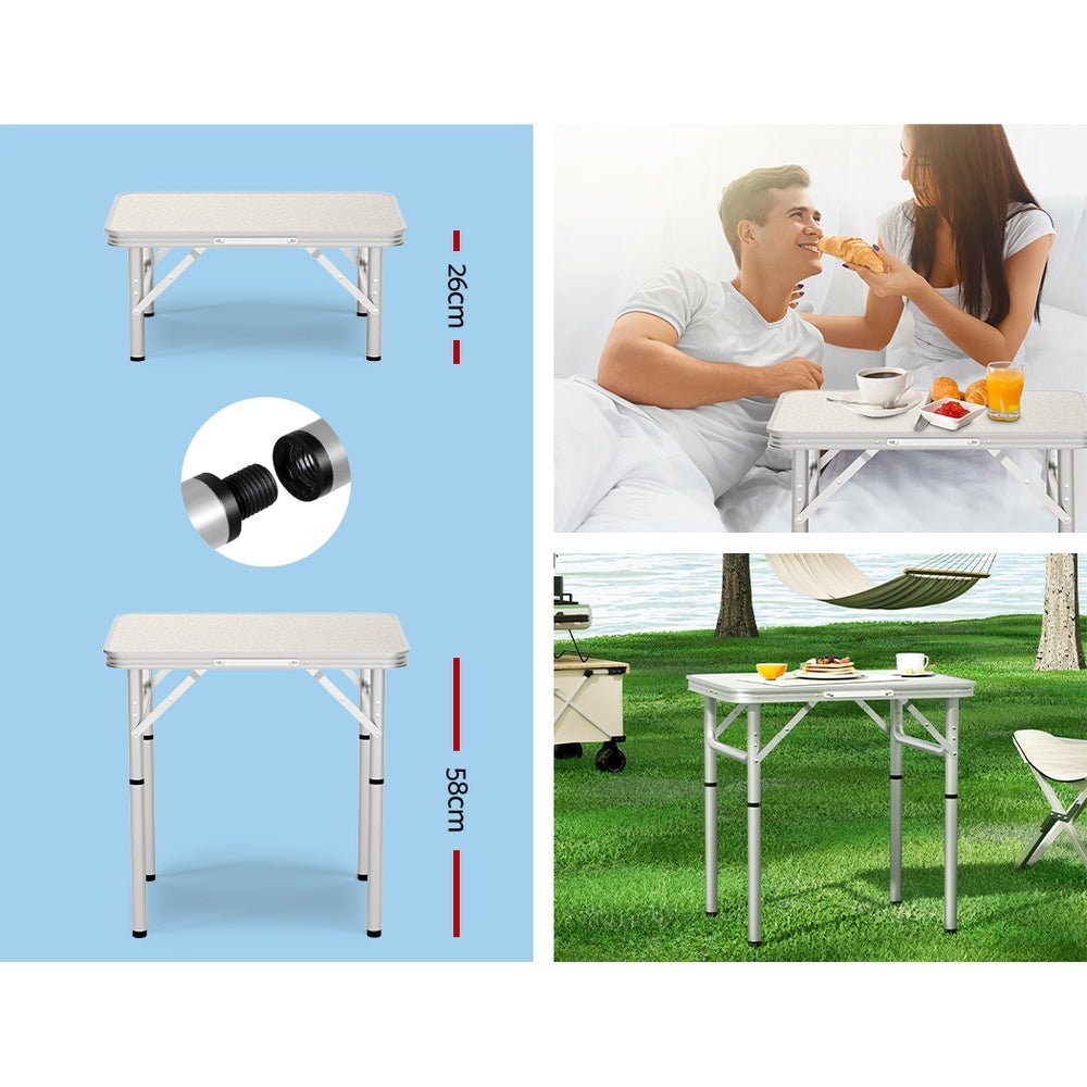 Folding Camping Table 60CM Adjustable Portable Outdoor Picnic Desk - Outdoor Recreation > Camping > Camp Furniture - Rivercity House & Home Co. (ABN 18 642 972 209) - Affordable Modern Furniture Australia