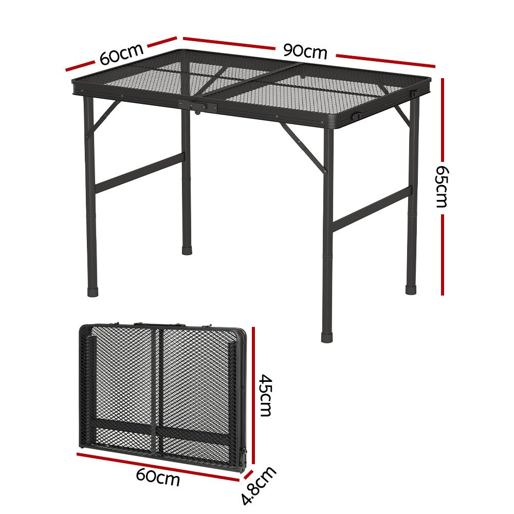 Folding Camping Table 90CM Portable Outdoor Picnic BBQ Aluminium Desk - Outdoor Recreation > Camping > Camp Furniture - Rivercity House & Home Co. (ABN 18 642 972 209) - Affordable Modern Furniture Australia