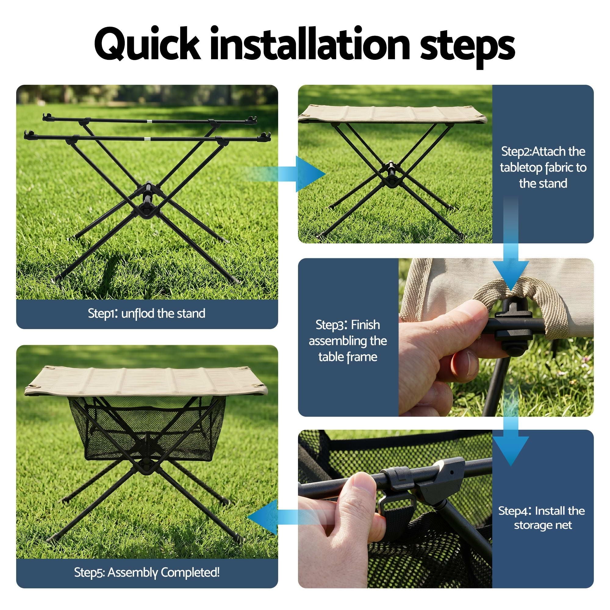 Folding Camping Table Portable Picnic Desk Camp Furniture - Outdoor Recreation > Camping > Camp Furniture - Rivercity House & Home Co. (ABN 18 642 972 209) - Affordable Modern Furniture Australia