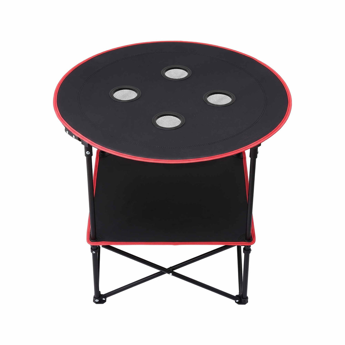 Folding Camping Table with 4 Cup Holders Metal Oxford 73CM - Black - Outdoor Recreation > Camping > Camp Furniture - Rivercity House & Home Co. (ABN 18 642 972 209) - Affordable Modern Furniture Australia
