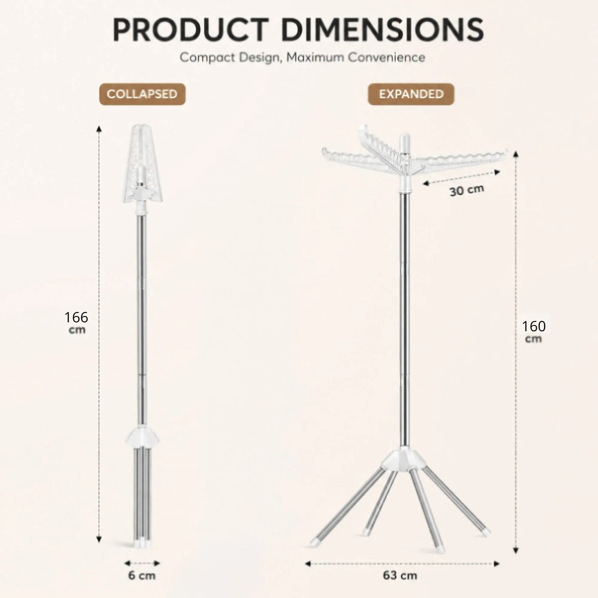 Folding Clothes Drying Rack with 3 Rotatable Arms - White - Home & Garden > Storage > Clothing & Wardrobe Storage - Rivercity House & Home Co. (ABN 18 642 972 209) - Affordable Modern Furniture Australia