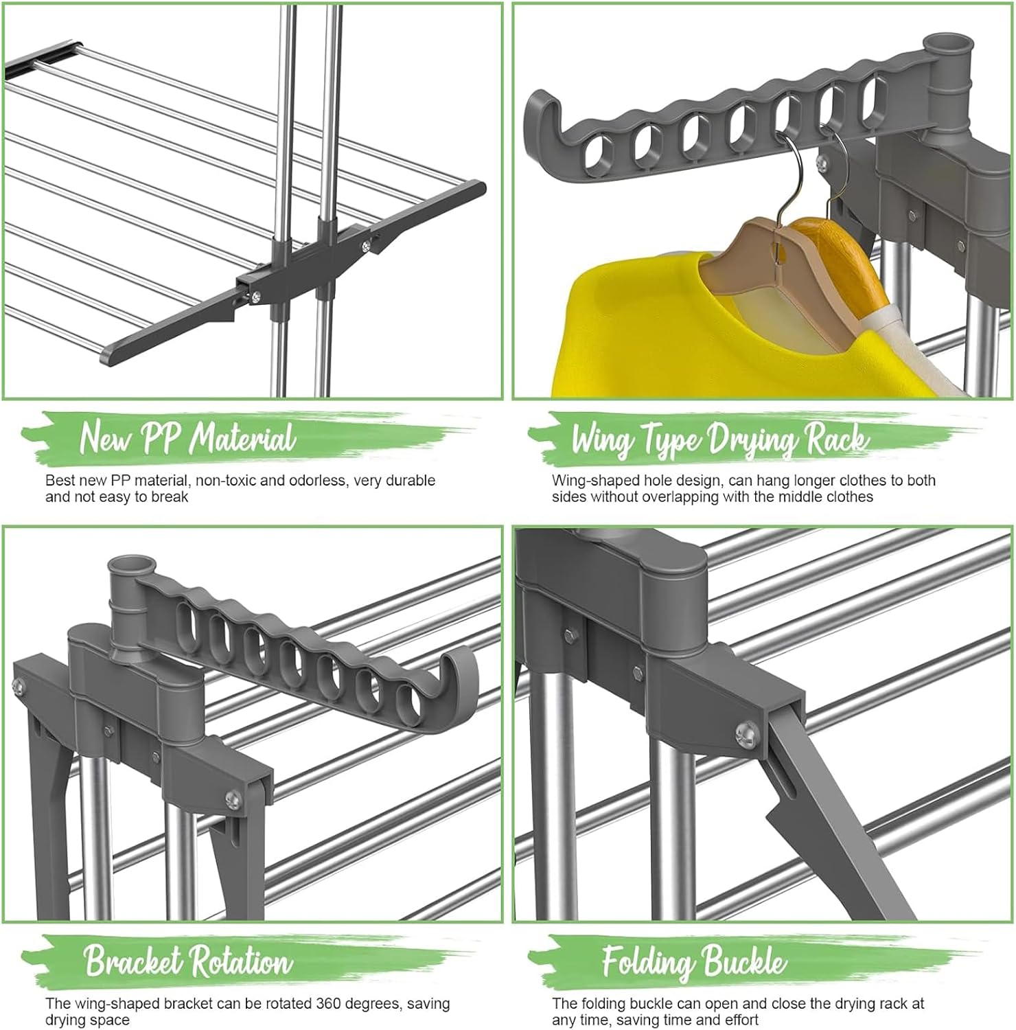 Folding Clothes Drying Rack with Wheels and Adjustable Side Wings for Laundry Rack and Clothes Storage (Upgraded Model) - Home & Garden > Storage > Clothing & Wardrobe Storage - Rivercity House & Home Co. (ABN 18 642 972 209) - Affordable Modern Furniture Australia