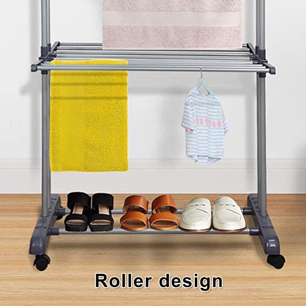 Folding Clothes Drying Rack with Wheels and Adjustable Side Wings for Laundry Rack and Clothes Storage (Upgraded Model) - Home & Garden > Storage > Clothing & Wardrobe Storage - Rivercity House & Home Co. (ABN 18 642 972 209) - Affordable Modern Furniture Australia