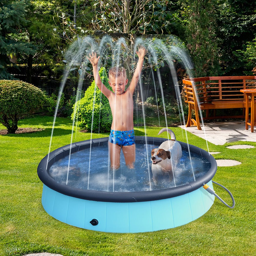 Folding Dog Swimming Pool with Sprinkler 120cm - Blue - Rivercity House & Home Co. (ABN 18 642 972 209) - Affordable Modern Furniture Australia