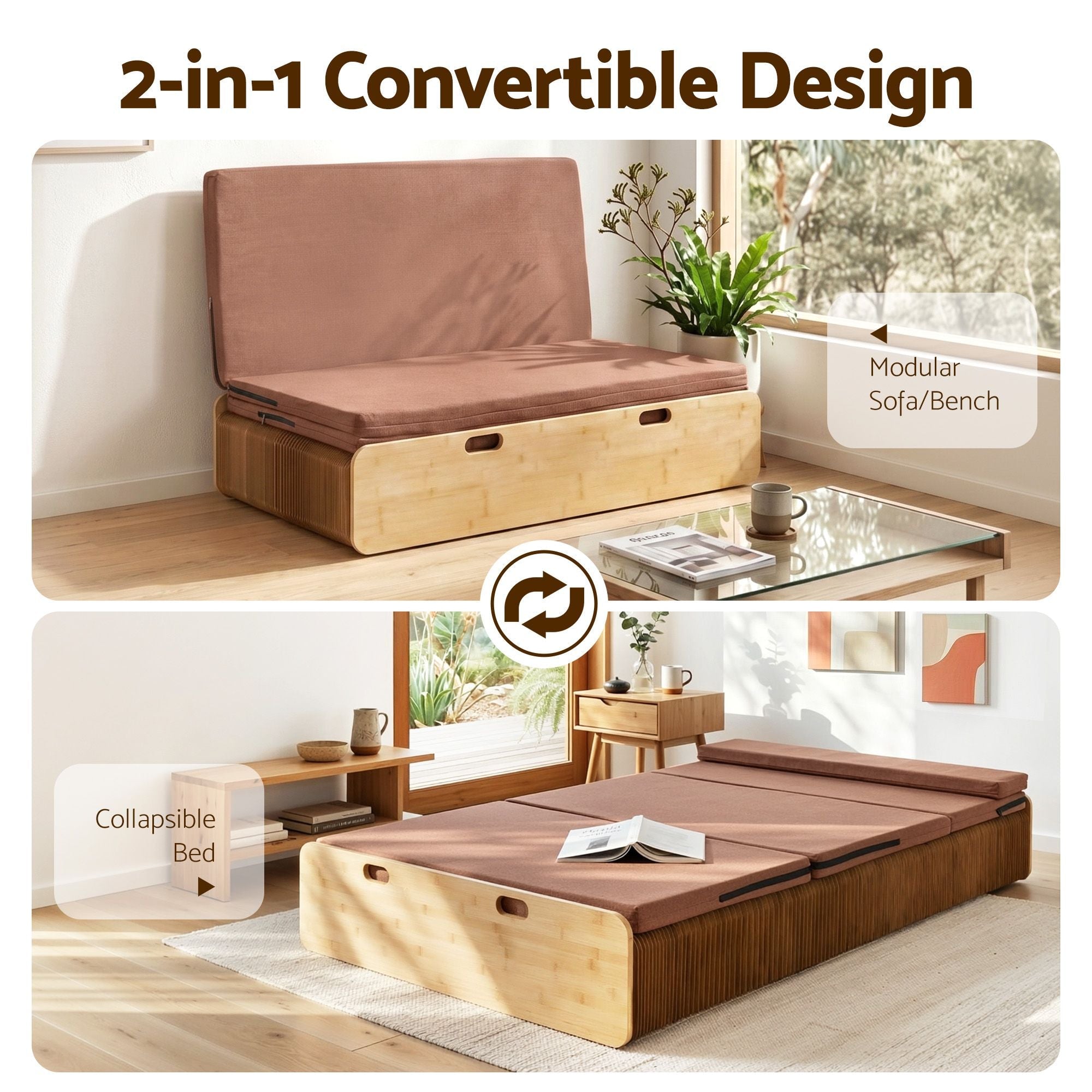 Folding Kraft Paper Bed Frame with Mattress and Pillow 300kg Capacity 200x120cm - Furniture > Bedroom > Beds & Bed Frames - Rivercity House & Home Co. (ABN 18 642 972 209) - Affordable Modern Furniture Australia