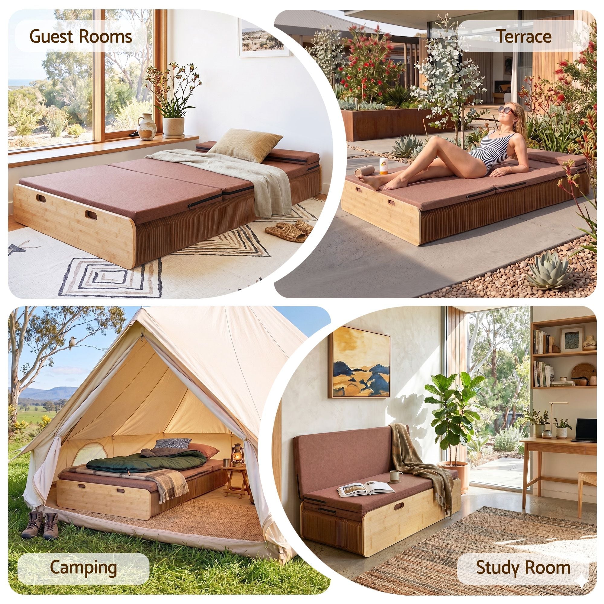 Folding Kraft Paper Bed Frame with Mattress and Pillow 300kg Capacity 200x120cm - Furniture > Bedroom > Beds & Bed Frames - Rivercity House & Home Co. (ABN 18 642 972 209) - Affordable Modern Furniture Australia